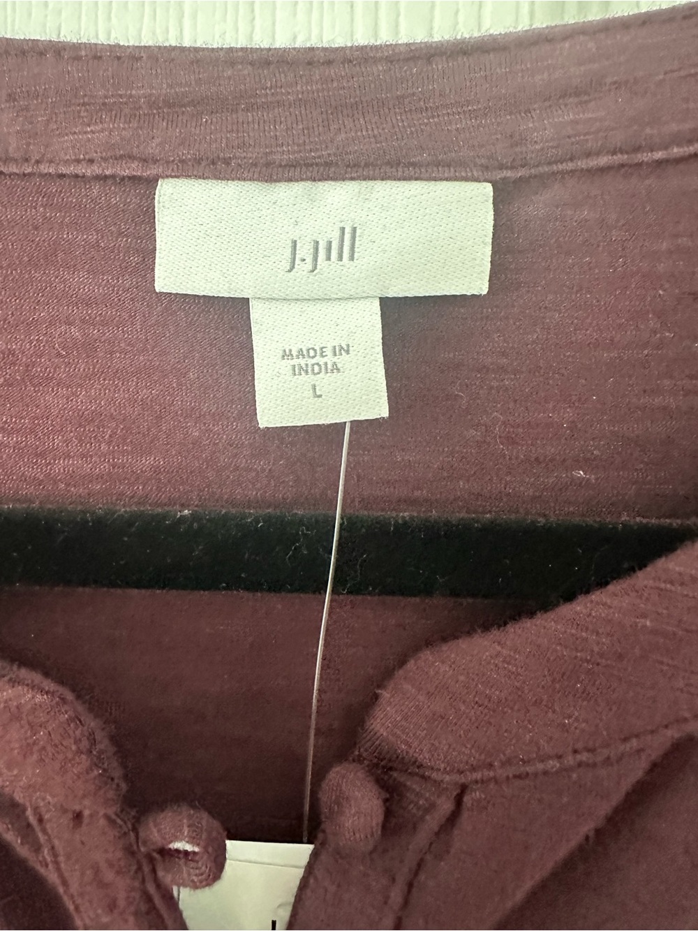 J. Jill Burgundy Button-Front Smocked Yoke Dress - Picture 3 of 4